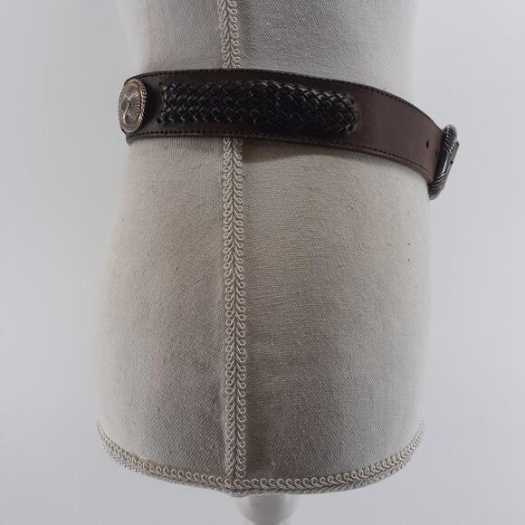 Vintage 1991 Western Rodeo Braided Brown Leather  Conchos 28 - Picture 11 of 12